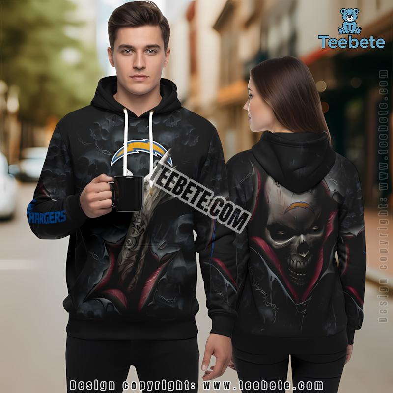 Los Angeles Chargers Devil Hand 3D Hoodie Black