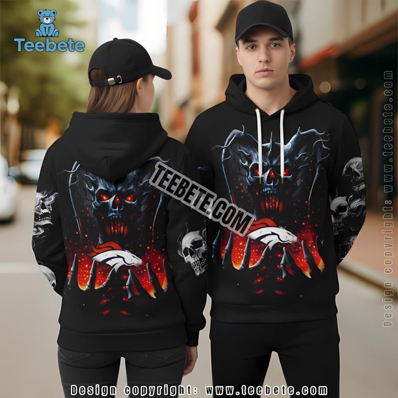 Denver Broncos Devil Skull 3D Hoodie Black Youth