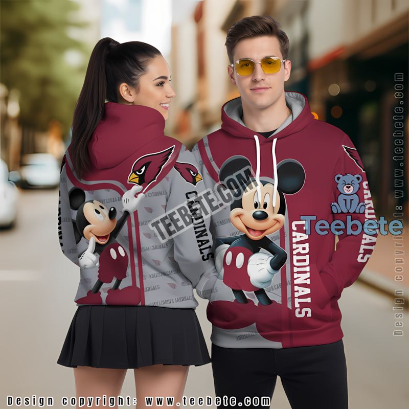 Arizona Cardinals Disney Mickey 3D Hoodie Men