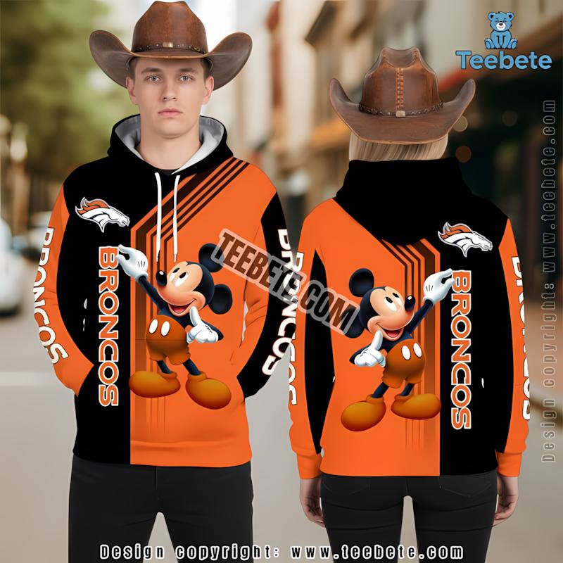 Denver Broncos Disney Mickey 3D Hoodie Orange Print