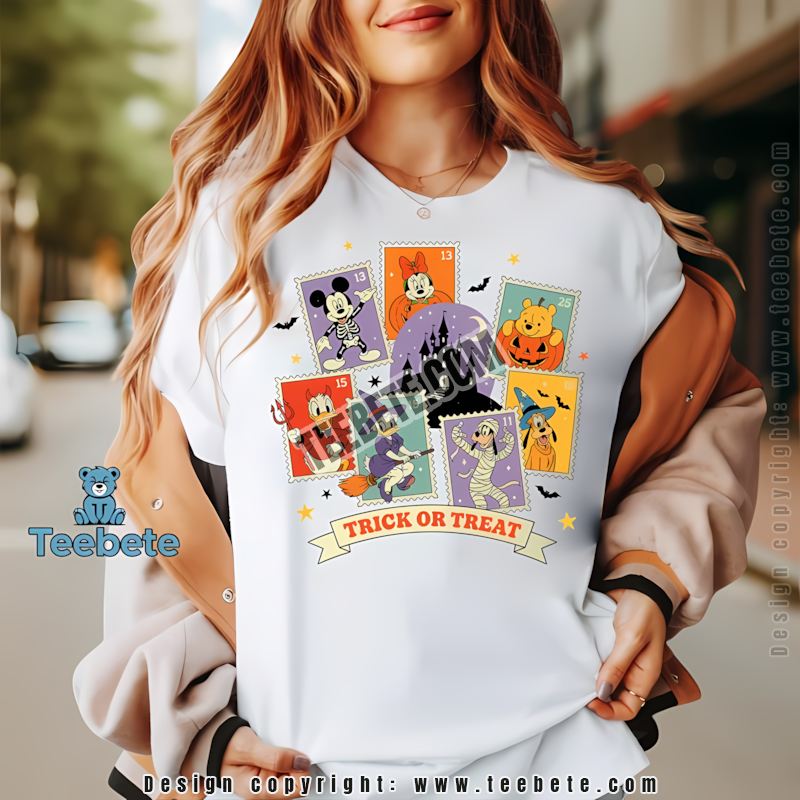 Disney Mickey Minnie Donald Goofy Pooh Halloween Trick Or Treat Shirt
