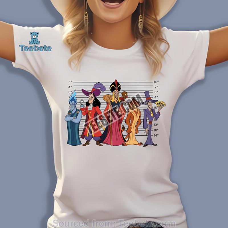 Disney Villains Police Lineup Retro Halloween Mugshot Shirt