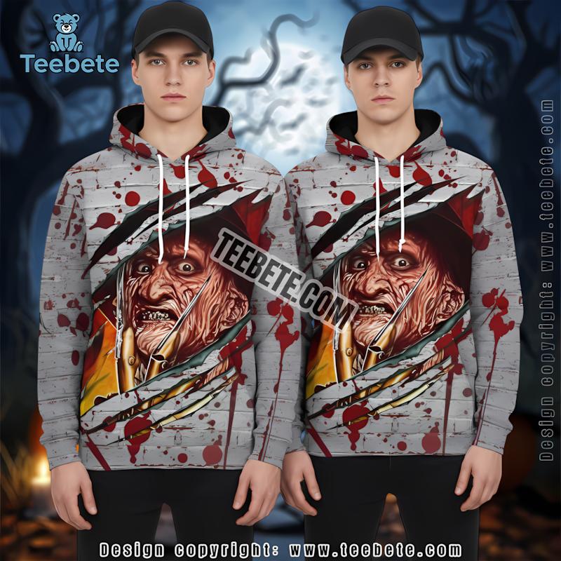 Freddy Krueger Halloween Grey 3D Design Hoodie