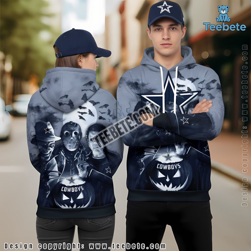 Dallas Cowboys Freddy Krueger Michael Myers 3D Hoodie For Men Blue