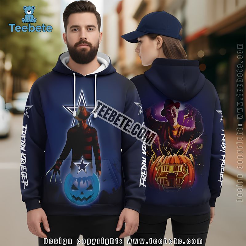 Dallas Cowboys Freddy Krueger Michael Myers 3D Hoodie For Men Blue