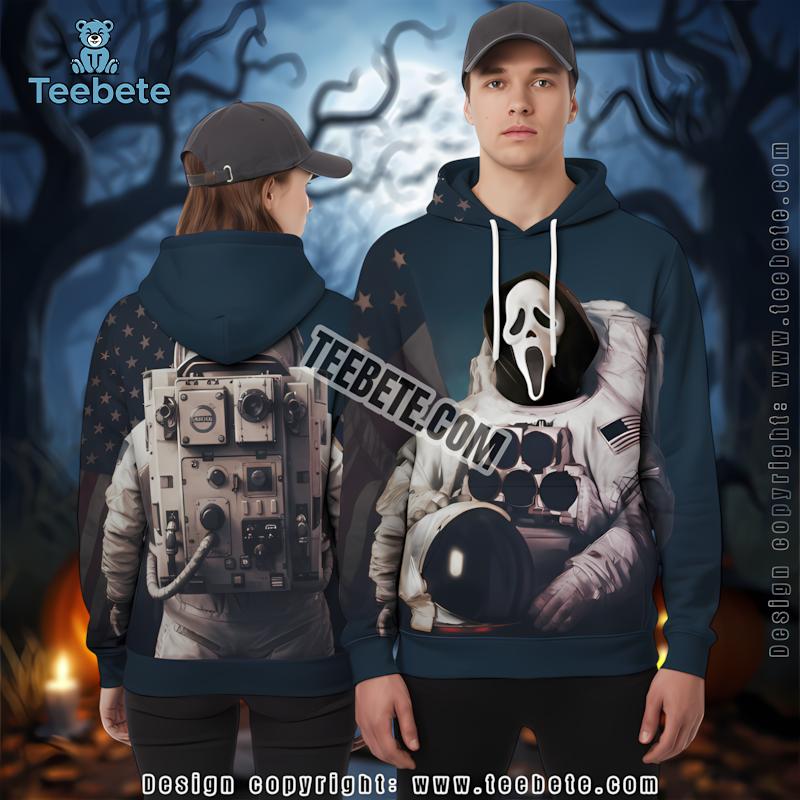 Ghostface Astronaut Halloween Blue 3D Design Hoodie