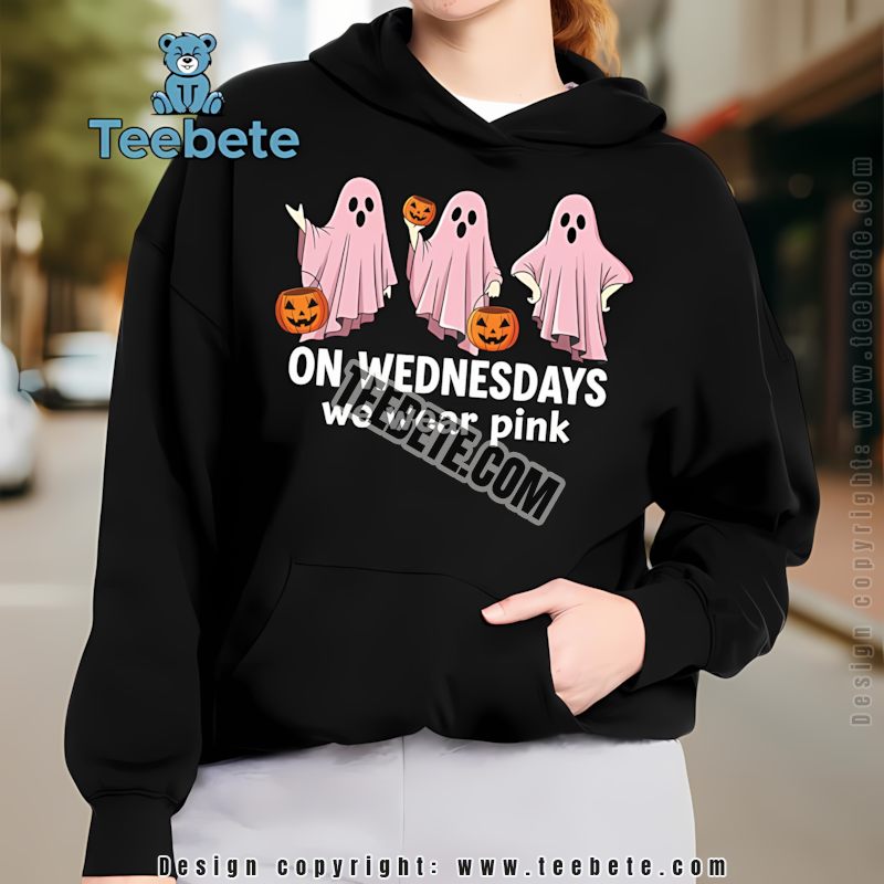Ghosts Wednesdays We Wear Pink Halloween Funny Hoodie Ghosts Wednesdays We Wear Pink Halloween Funny Hoodie
