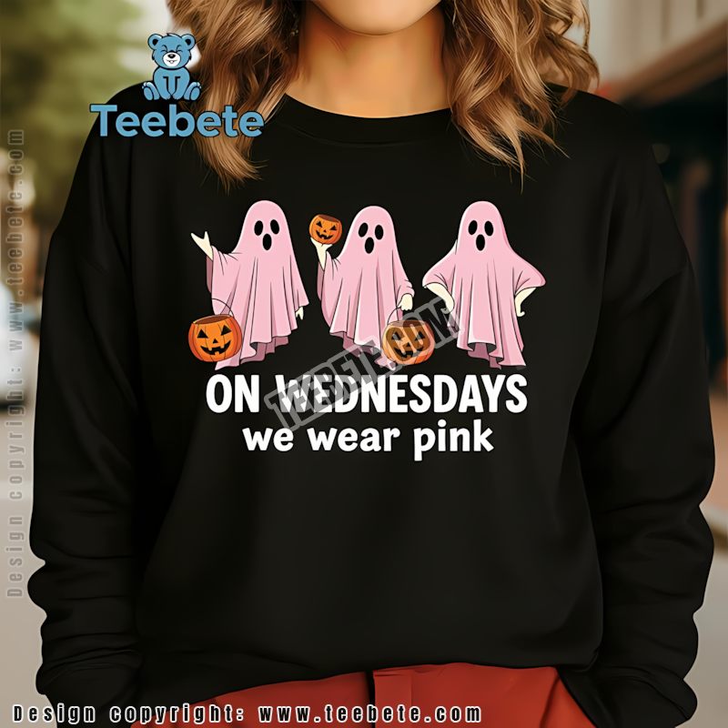 Ghosts Wednesdays We Wear Pink Halloween Funny Long Sleeve Ghosts Wednesdays We Wear Pink Halloween Funny Long Sleeve