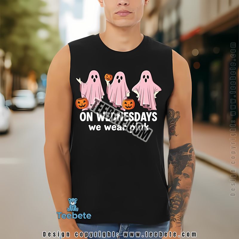 Ghosts Wednesdays We Wear Pink Halloween Funny Tanktop Ghosts Wednesdays We Wear Pink Halloween Funny Tanktop