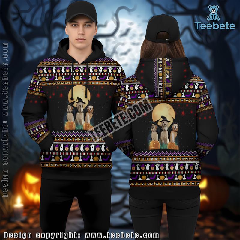 Halloween Golden Retriever Dog Mom 3D Black Pullover Hoodie