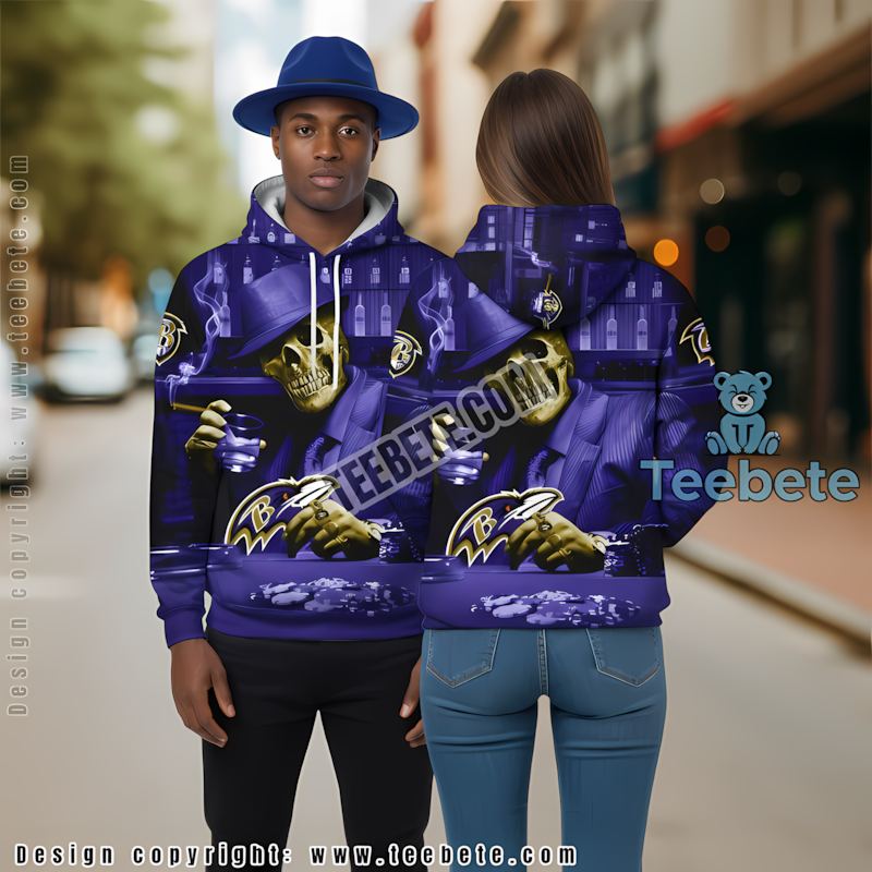 Baltimore Ravens Grateful Dead 3D Hoodie Print Blue