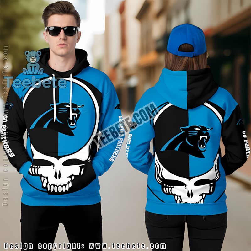 Carolina Panthers Grateful Dead 3D Hoodie Mens Black Blue