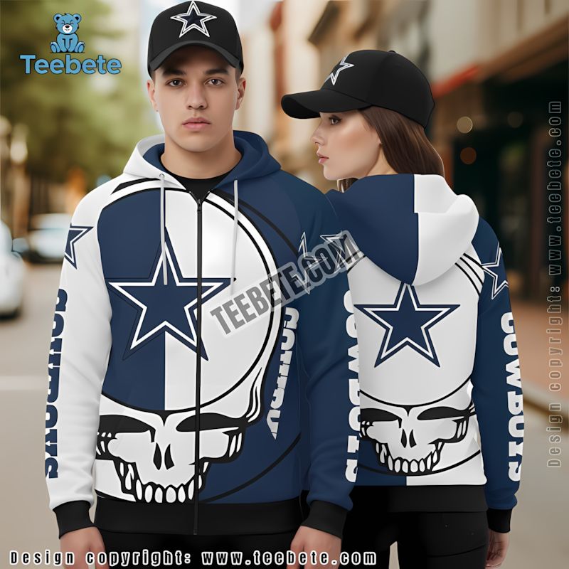Dallas Cowboys Ghost Pumpkin Halloween 3D Zip Up Hoodie Black