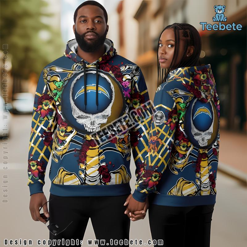 Los Angeles Chargers Grateful Dead 3D Youth Hoodie Blue
