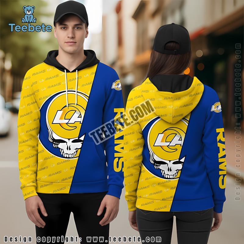 Grateful Dead Los Angeles Rams 3D Hoodie Kids Yellow Blue