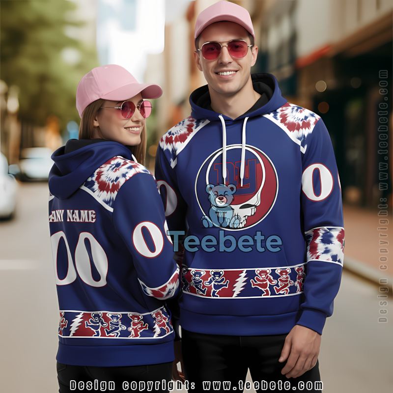 New York Giants Grateful Dead 3D Hoodie Blue Print Personalized