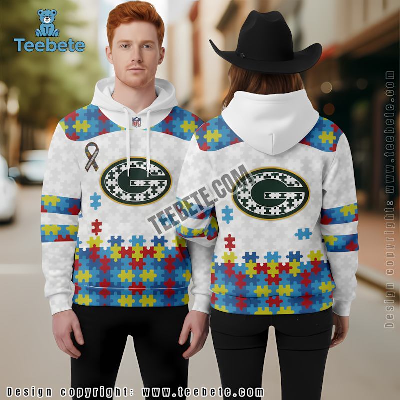 Green Bay Packers Autism Awareness 3D Hoodie Mens Classic