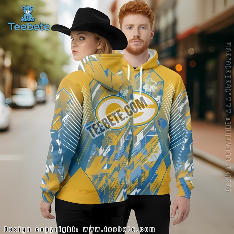 Green Bay Packers Childhood Cancers 3D Hoodie Blue Yellow Design