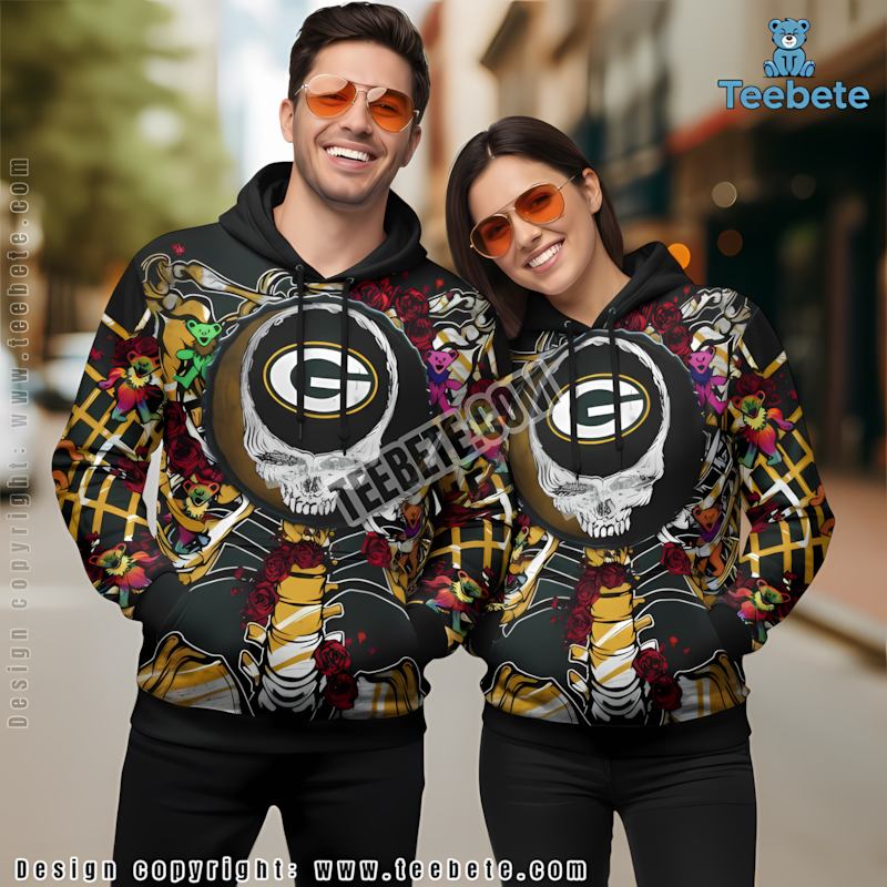 Green Bay Packers Grateful Dead 3D Hoodie Black Print