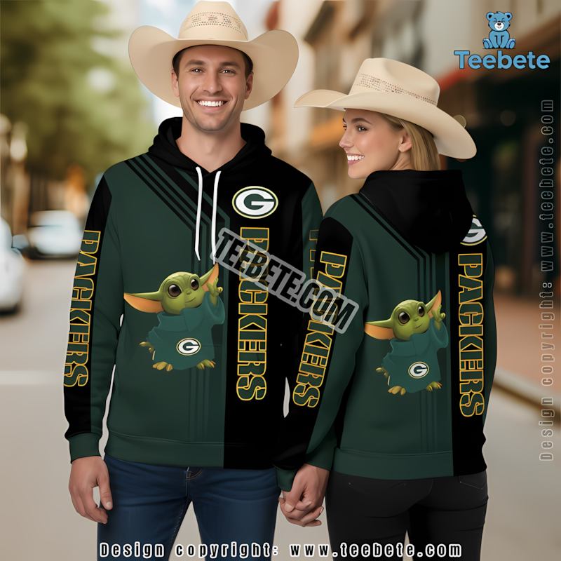 Green Bay Packers Grogu Star Wars 3D Hoodie Black Green Pullover