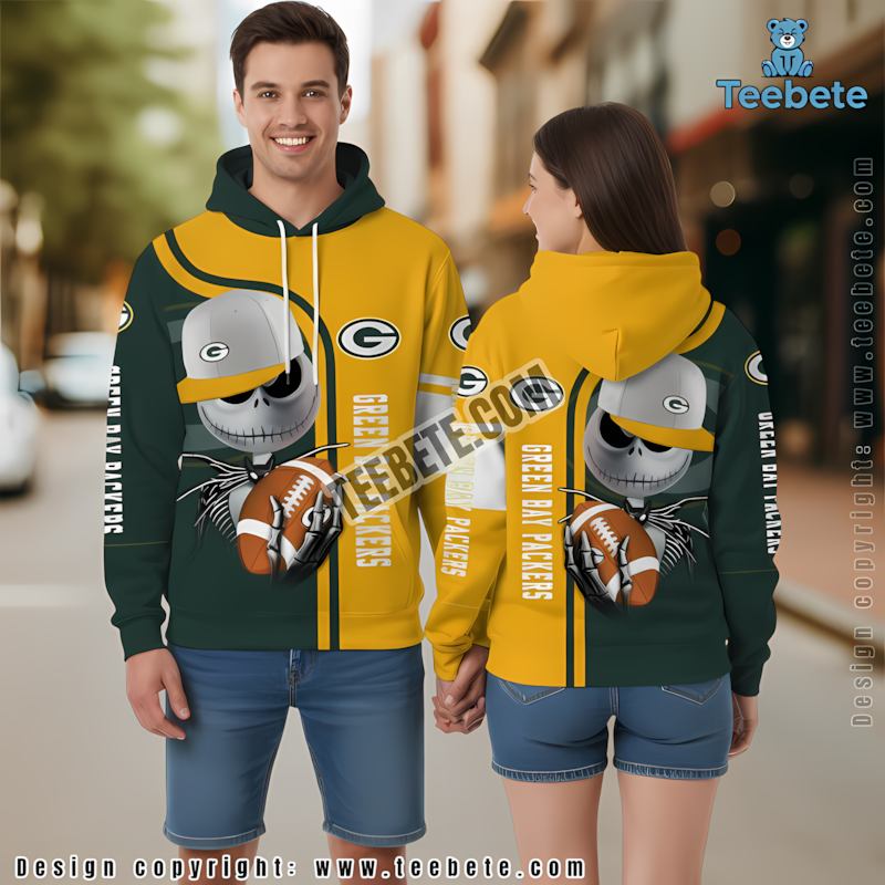 Green Bay Packers Jack Skellington 3D Hoodie Green Yellow Graphic