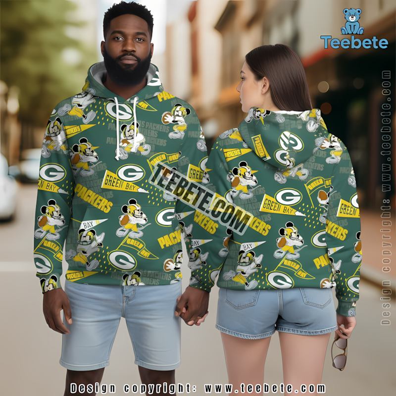 Green Bay Packers Mickey Mouse 3D Hoodie Green Unisex