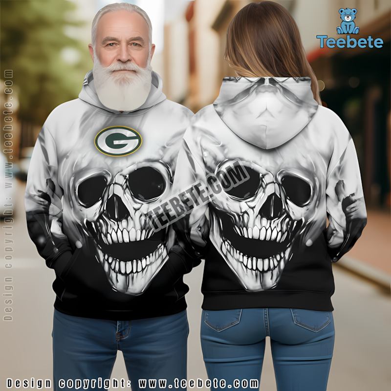 Green Bay Packers Skull 3D Hoodie Green Yellow Unisex Green Bay Packers Skull 3D Hoodie Green Yellow Unisex