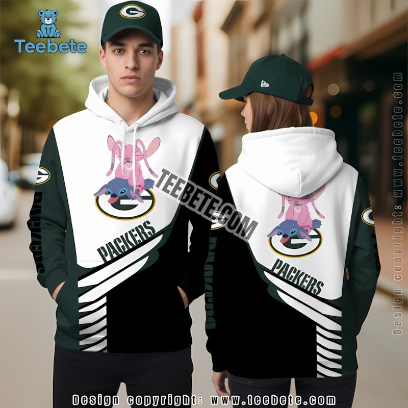 Green Bay Packers Snoopy 3D Hoodie White Green Kids