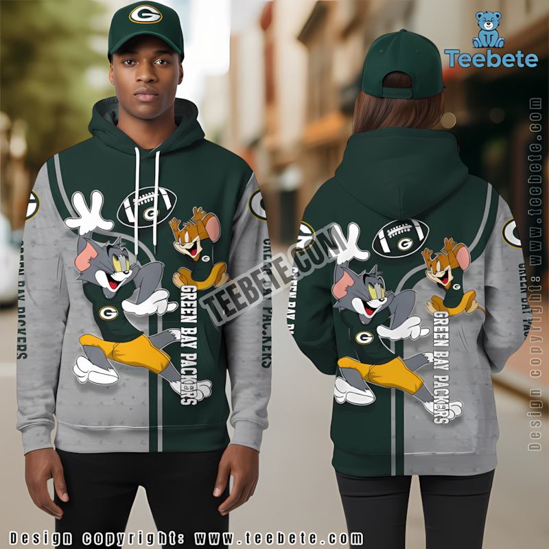 Green Bay Packers Stitch Angel 3D Hoodie Black White Dad Mom