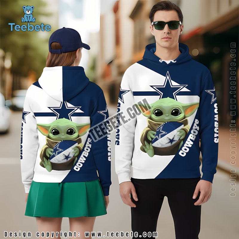 Dallas Cowboys Grogu Star Wars 3D Hoodie Print Blue White