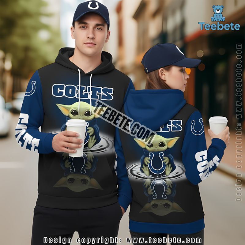 Indianapolis Colts Grogu Star Wars 3D Hoodie Blue Black Printed