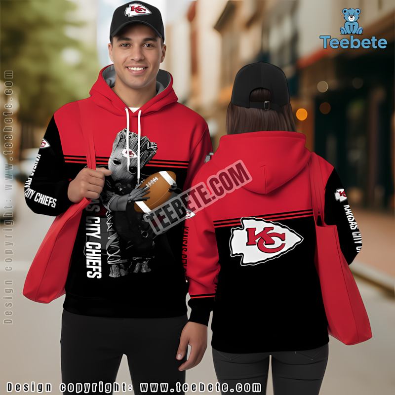 Kansas City Chiefs Groot 3D Hoodie Red Womens