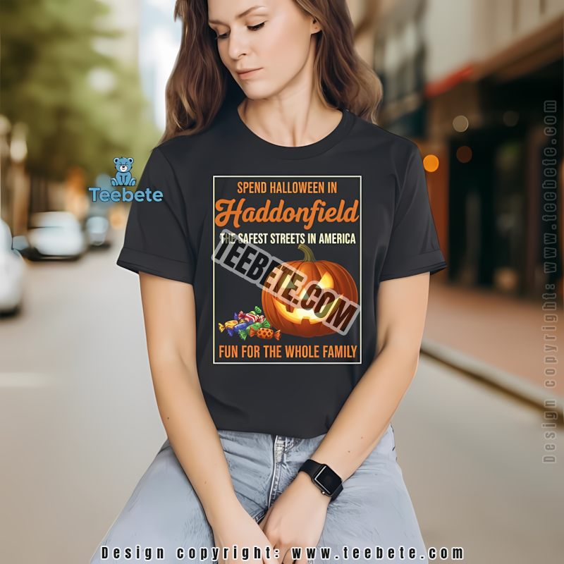 Haddonfield Safest Streets Family Fun Halloween Retro Ad Shirt