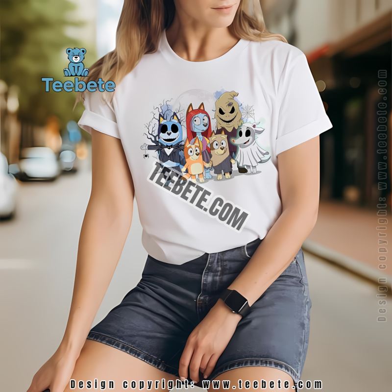 Halloween Bluey Jack Skellington Shirt Nightmare Before Christmas Mashup