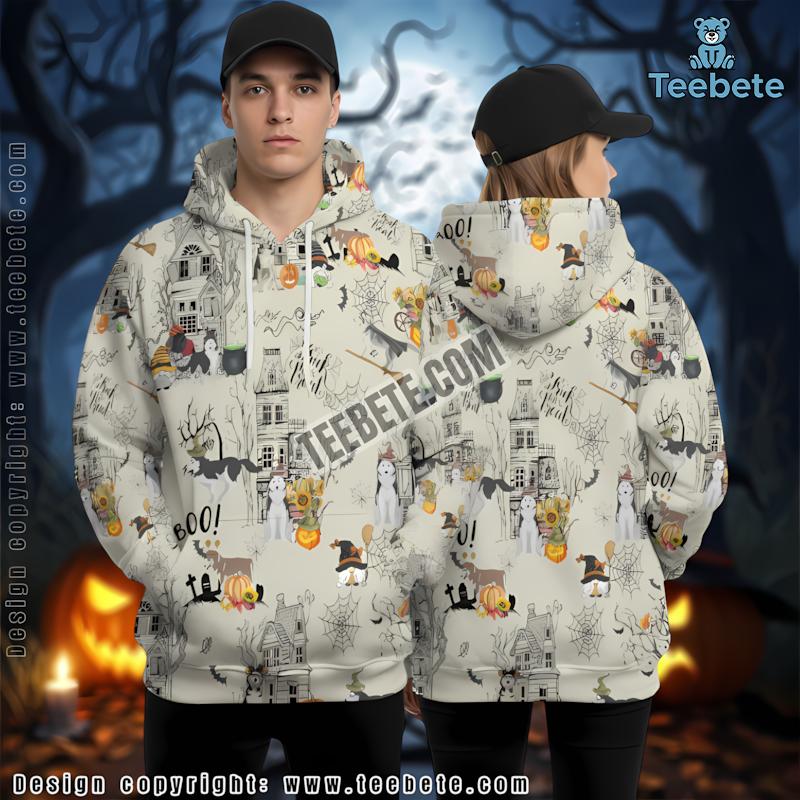 Halloween Ghost Husky Dog Mom Grey 3D Hoodie