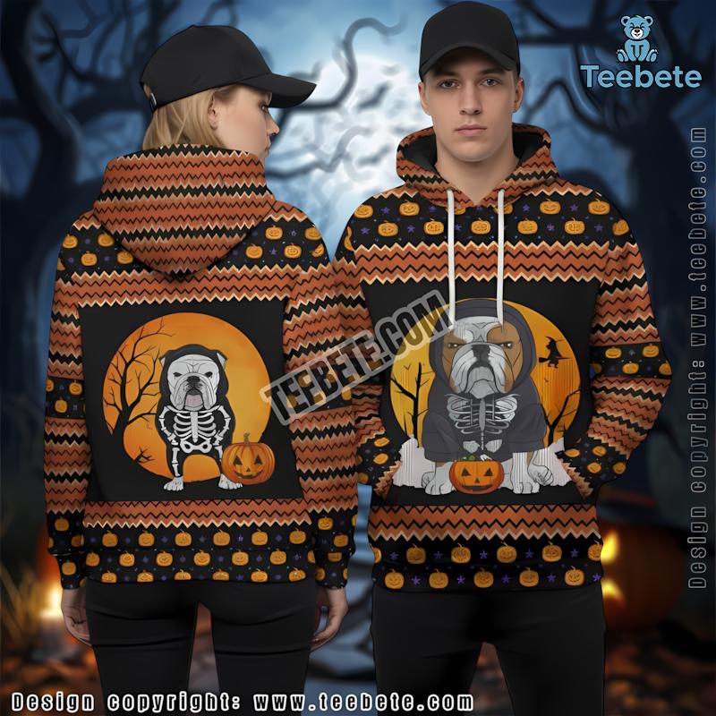 Halloween Pumpkin Girl And Death Yellow 3D Pattern Hoodie Halloween Pumpkin Girl And Death Yellow 3D Pattern Hoodie
