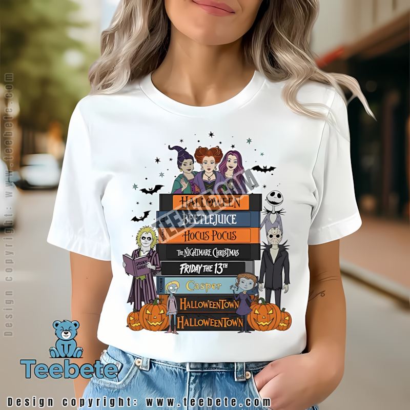 Halloween Hocus Pocus Jack Skeelington Shirt With Spooky Characters Monsters