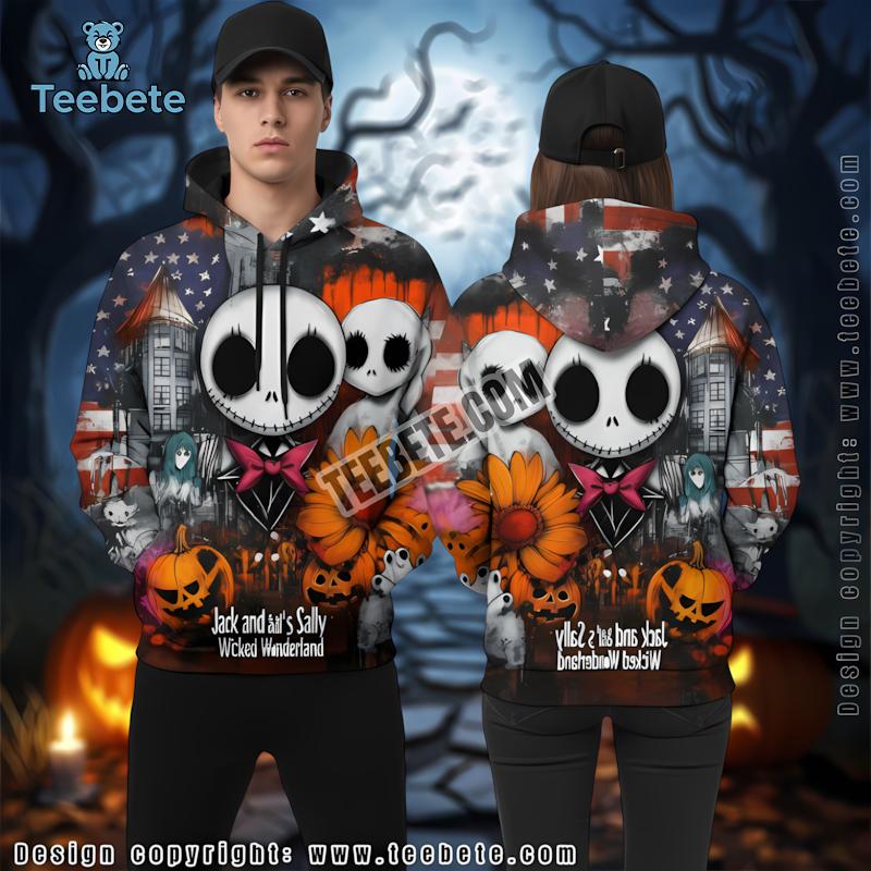 Halloween Blue Jack And Sallys Wicked Wonderland 3D Graphic Hoodie