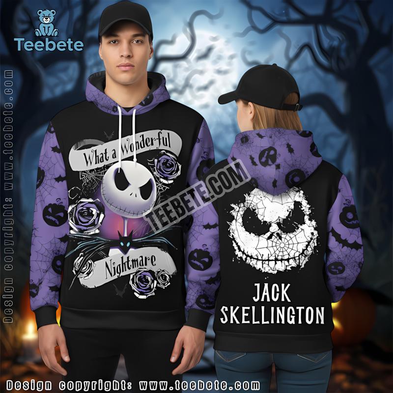 Jack Skellington Halloween Purple 3D Hoodie Women