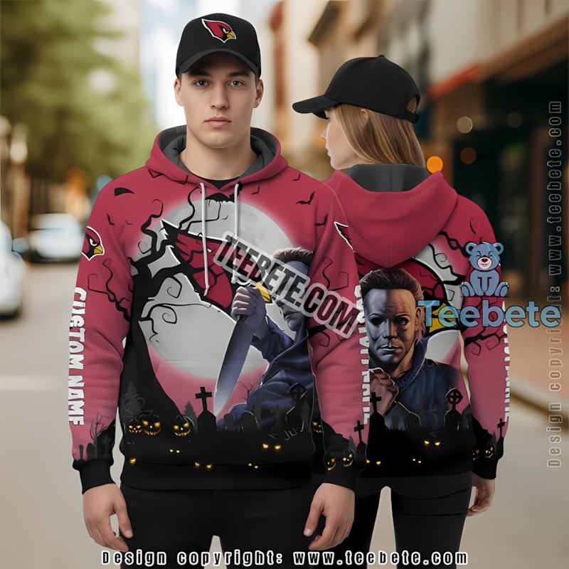 Arizona Cardinals Halloween Michael Myers 3D Hoodie Boys