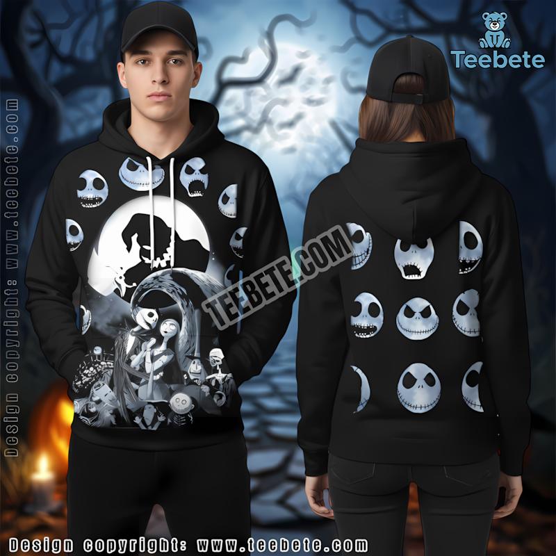 Nightmare Before Christmas Jack Sally Black 3D Graphic Hoodie
