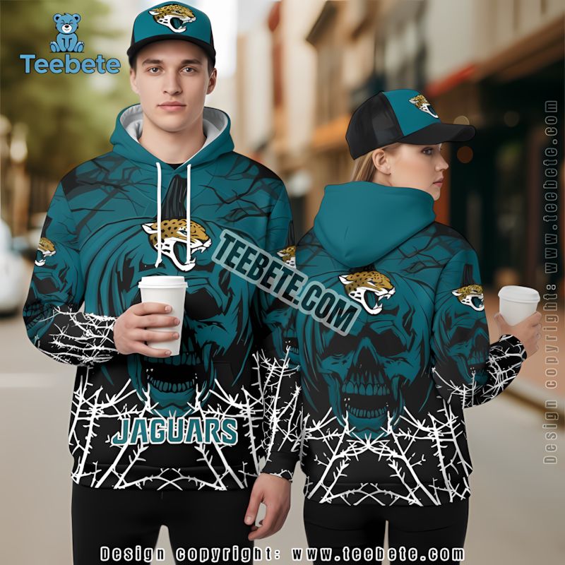 Jacksonville Jaguars Pumpkin Skull Halloween 3D Zip Up Hoodie Blue