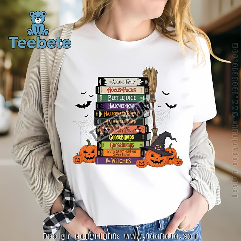 Halloween Vhs Tapes Addams Family Hocus Pocus Beetlejuice Shirt