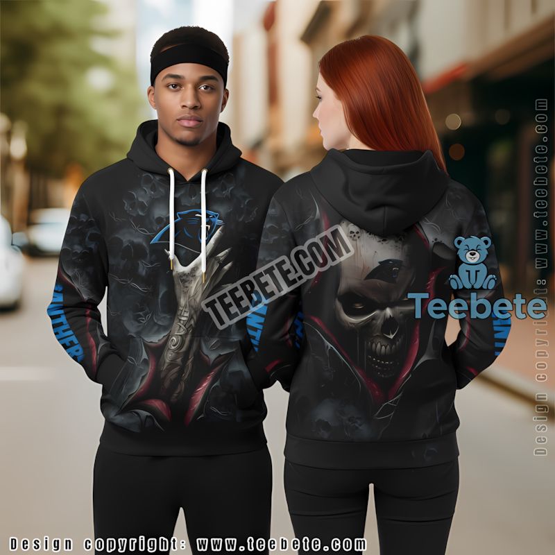 Carolina Panthers Hand Of Death 3D Hoodie Puff Print Black Blue