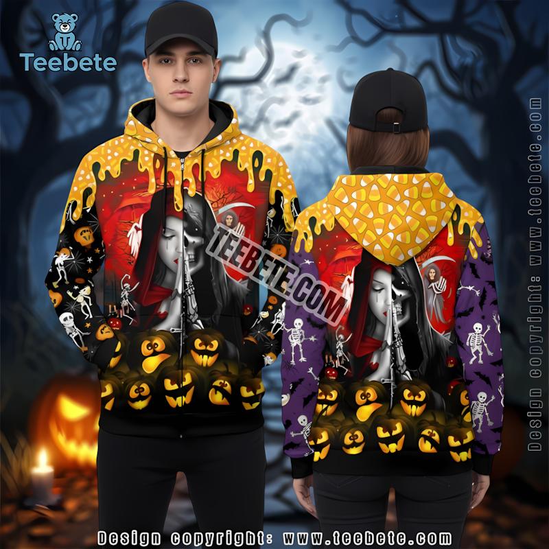 Yellow Haunted Castle Jack O Lanterns Halloween 3D Hoodie