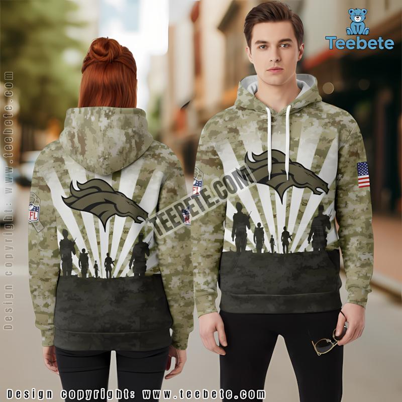 Denver Broncos Honor The Fallen Veteran 3D Hoodie Olive Green Boys