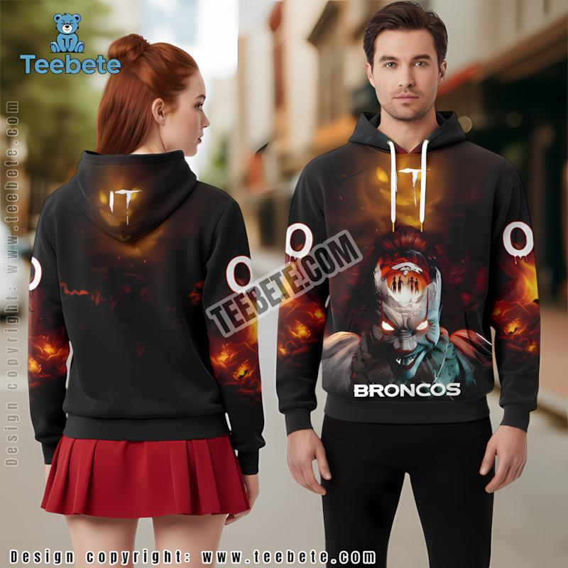 Denver Broncos Horror Skull Death 3D Hoodie Black Printing