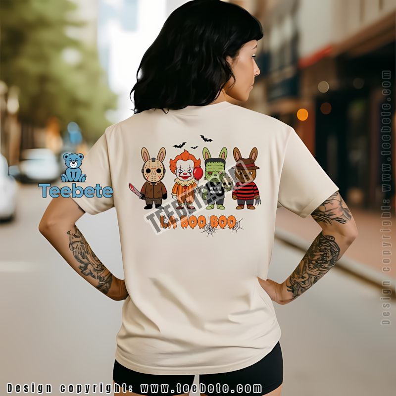 Horror Icons You Cant Sit With Us Pink Halloween Graphic Shirt