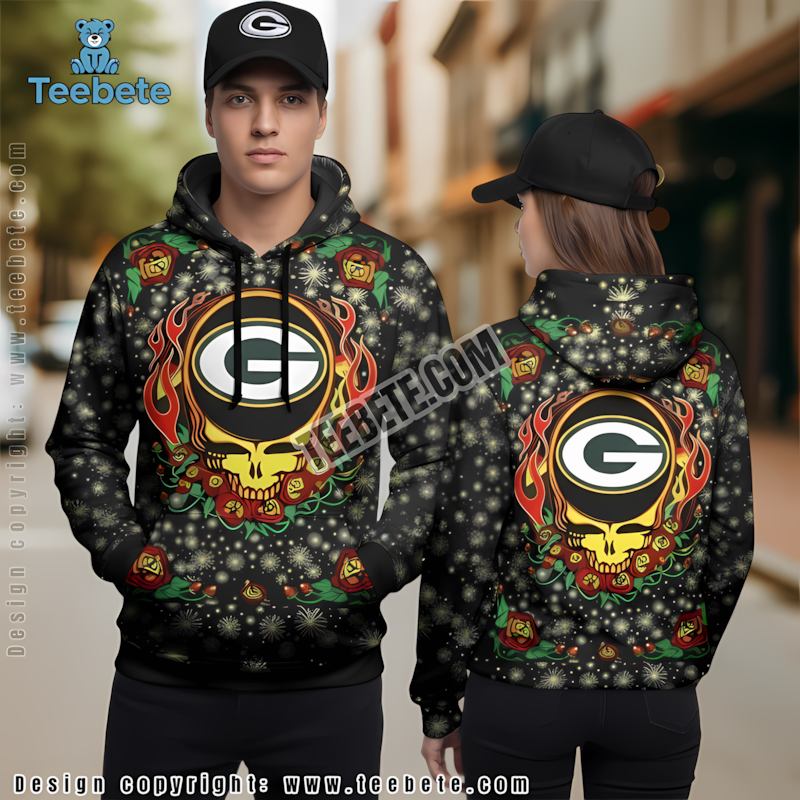 Green Bay Packers Hot Skull 3D Hoodie Black Dad Mom