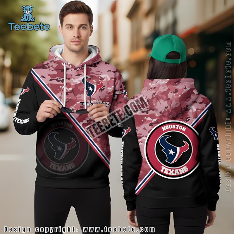 Houston Texans 3D Hoodie Black Pink Printed
